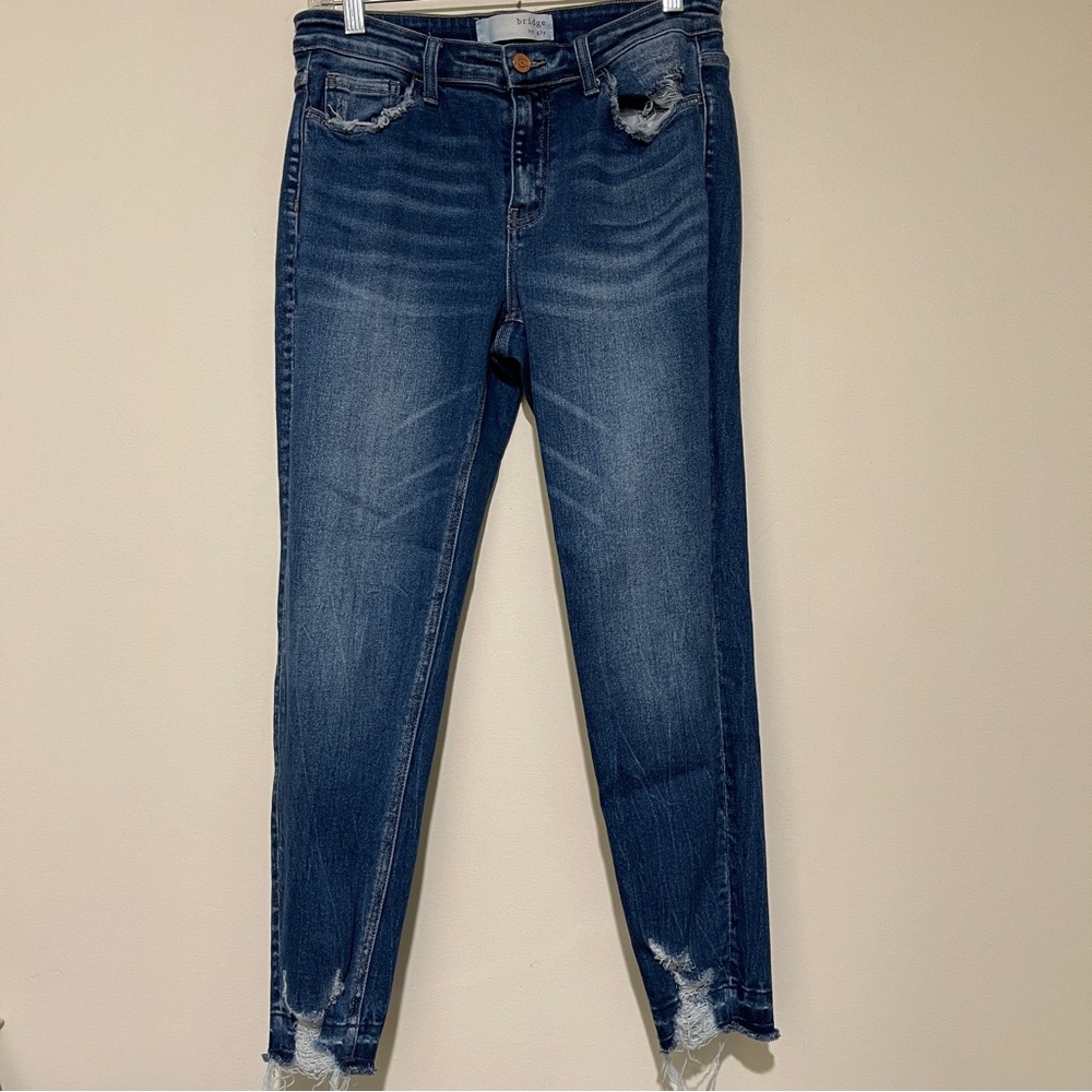 Bridge by Gly Mid Rise Ankle Skinny Jeans- Distressed Size 29